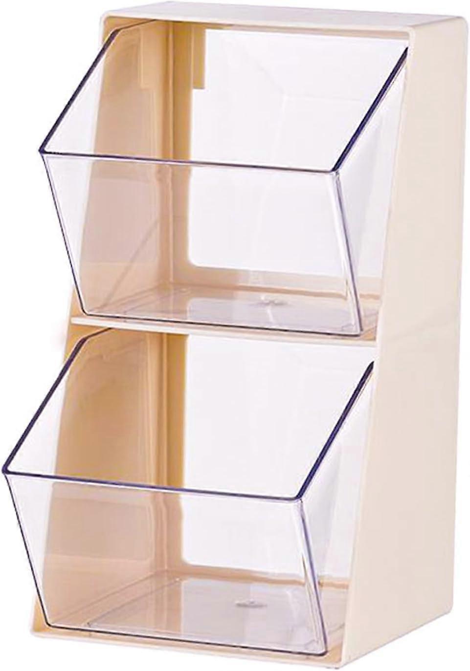 2 Layer Transparent Tea Bag Coffee Capsule Sugar Storage Holder - Tea Box Containers Tea Packet Rack Teabag Shelf Tea Station Stand (White)