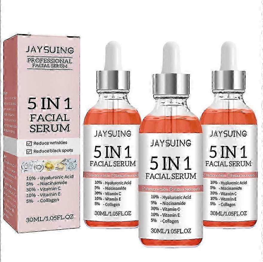 Jaysuing 5-in-1フェイシャルエッセンスは、肌に潤いを与え、しわを引き締め、フェード、スポット、にきび、栄養、肌、美化、アンチエイジング、スキンカーを保湿します