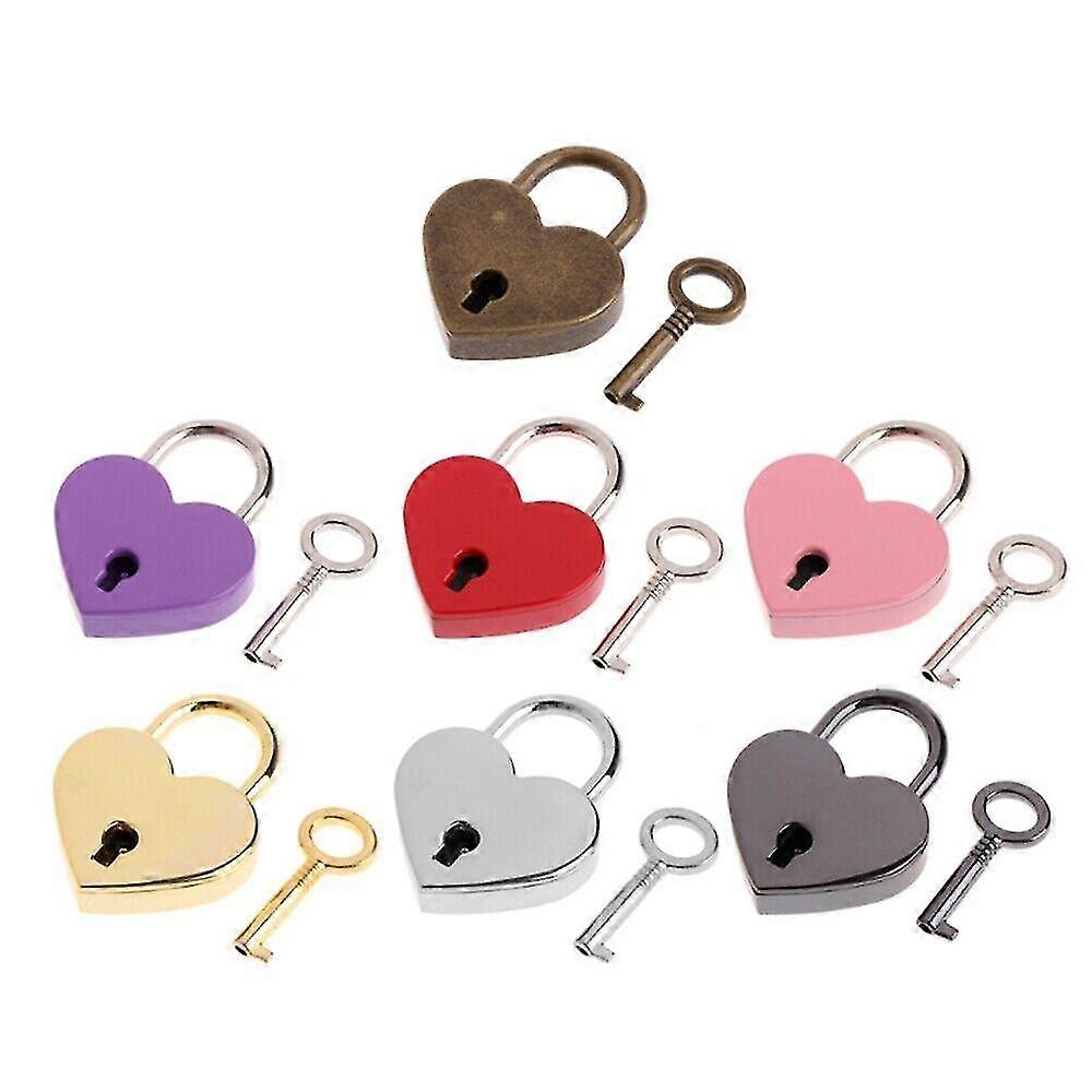 2pc Heart Shape Padlock With Key Small Mini Locks With Key Jewelry Box Diary Books