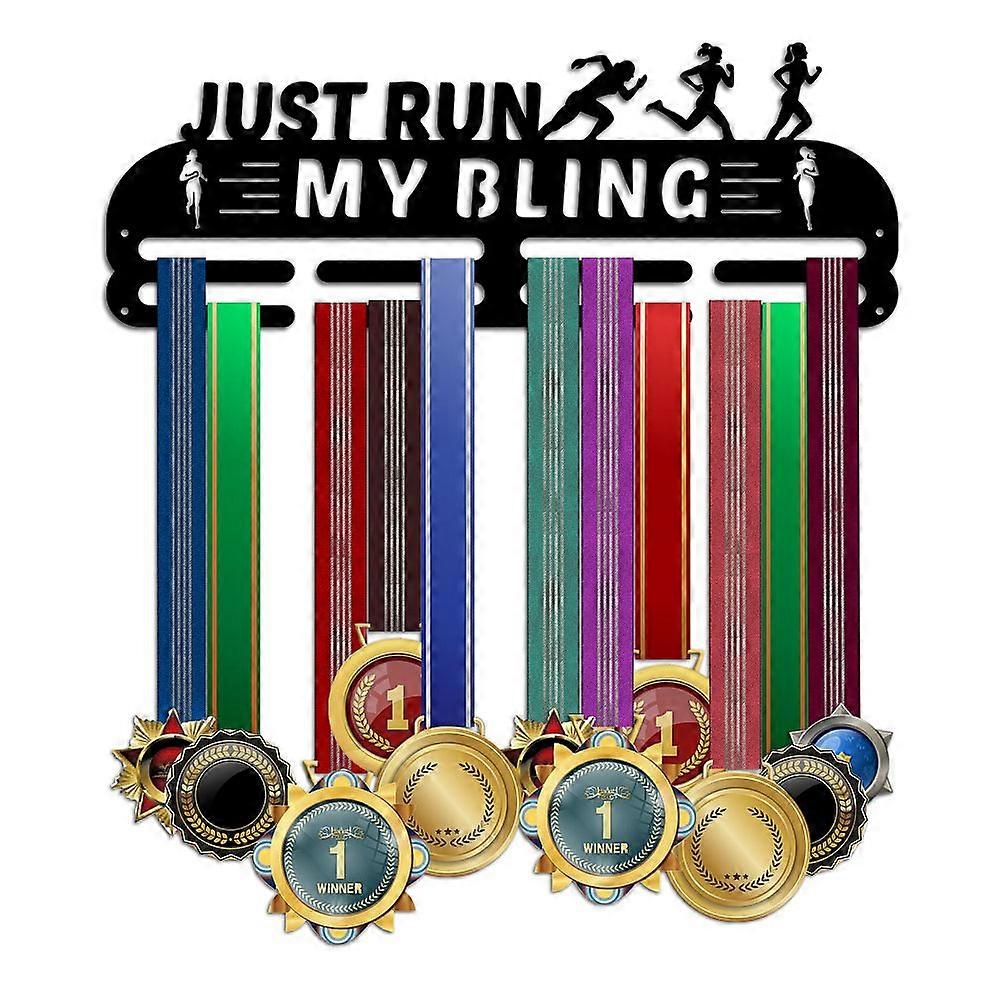 Sports Theme Iron Medal Hanger Holder Display Wall Rack with Screws Running Pattern 150x400mm