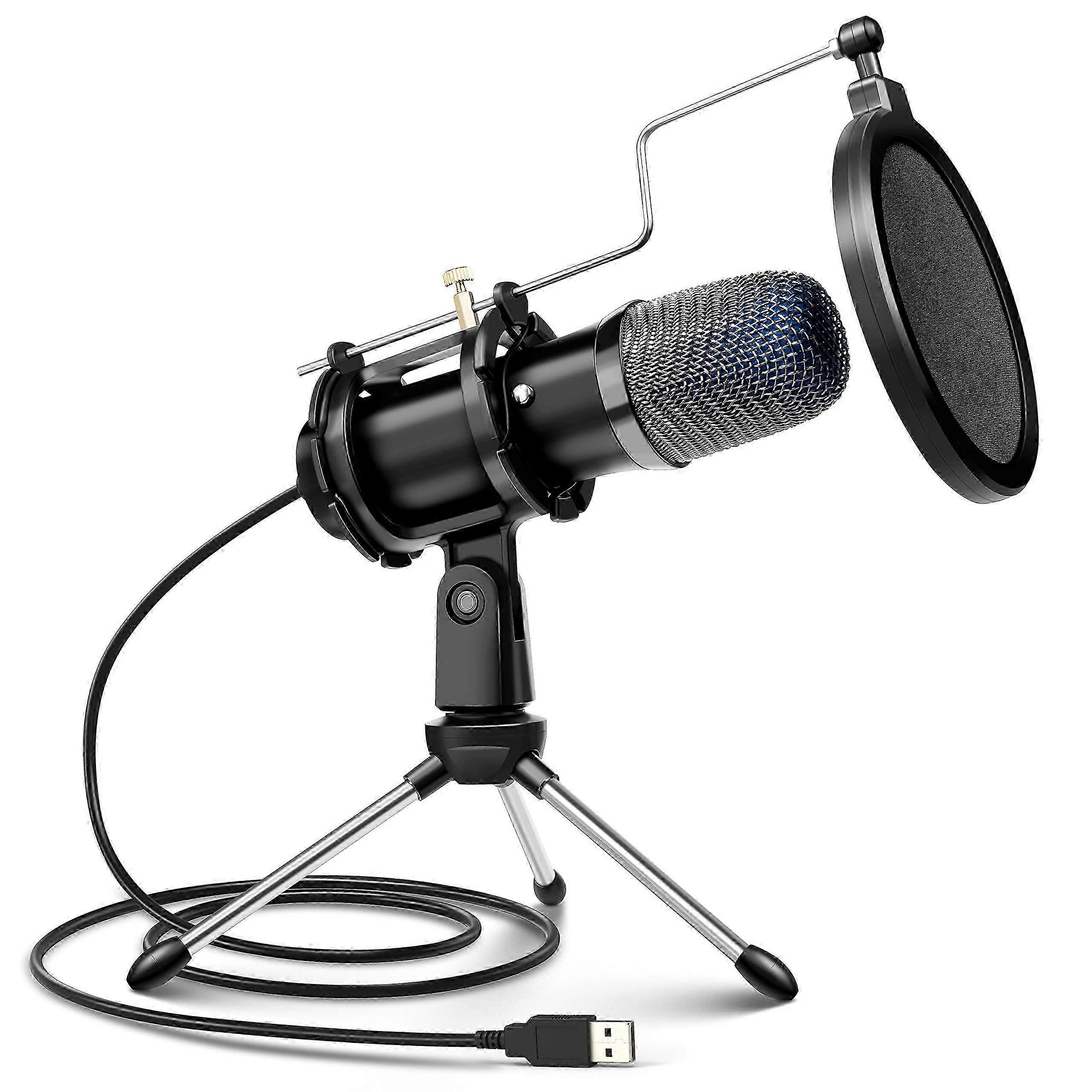 Gaming Microphone for PC Desktop with Tripod Stand & Pop Filter