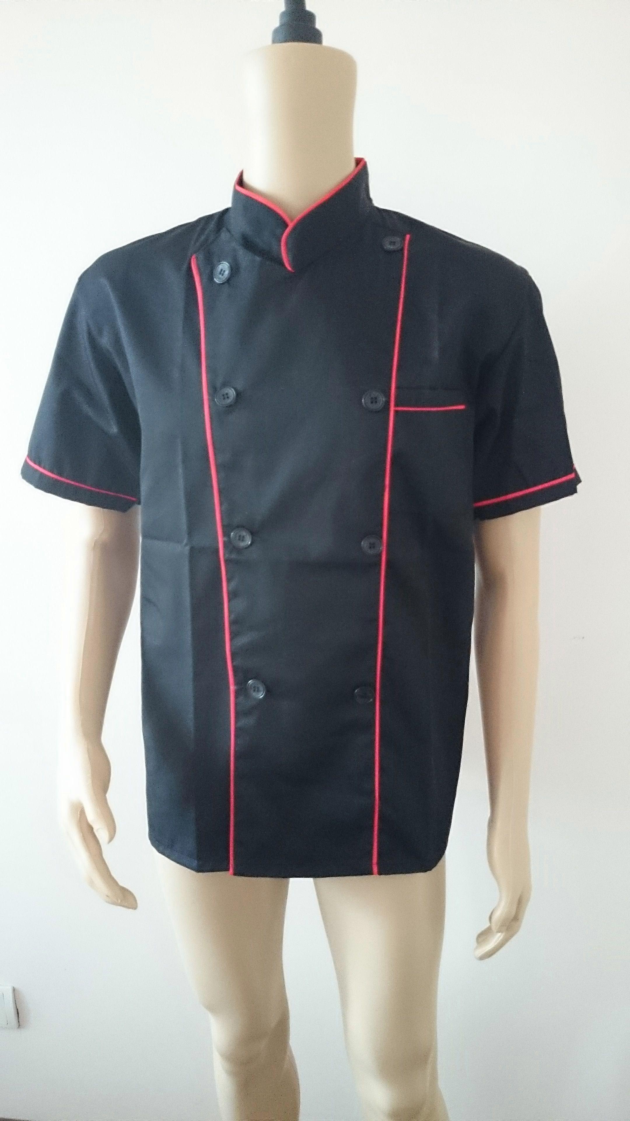 Rongzhan Veste de chef traditionnelle à double boutonnage avec poches avant boutons et manches court