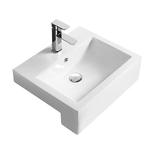 Nuie 530mm Semi Recessed Basin - 1 Th - White