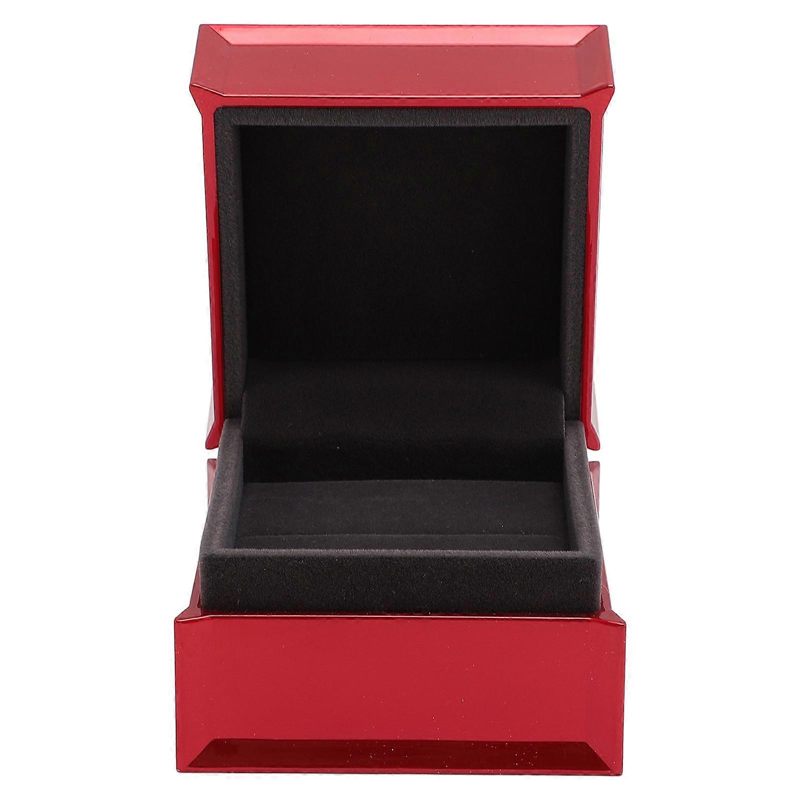 Red Luxury Ring Box - Flocking Interior for Engagement, Wedding, Proposal Jewelry Display