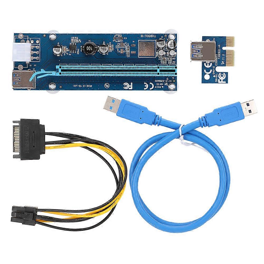 USB 3.0 PCI-E 1X to 16X Extension Cable Riser Card Adapter Cable 6PIN Interface Power Line