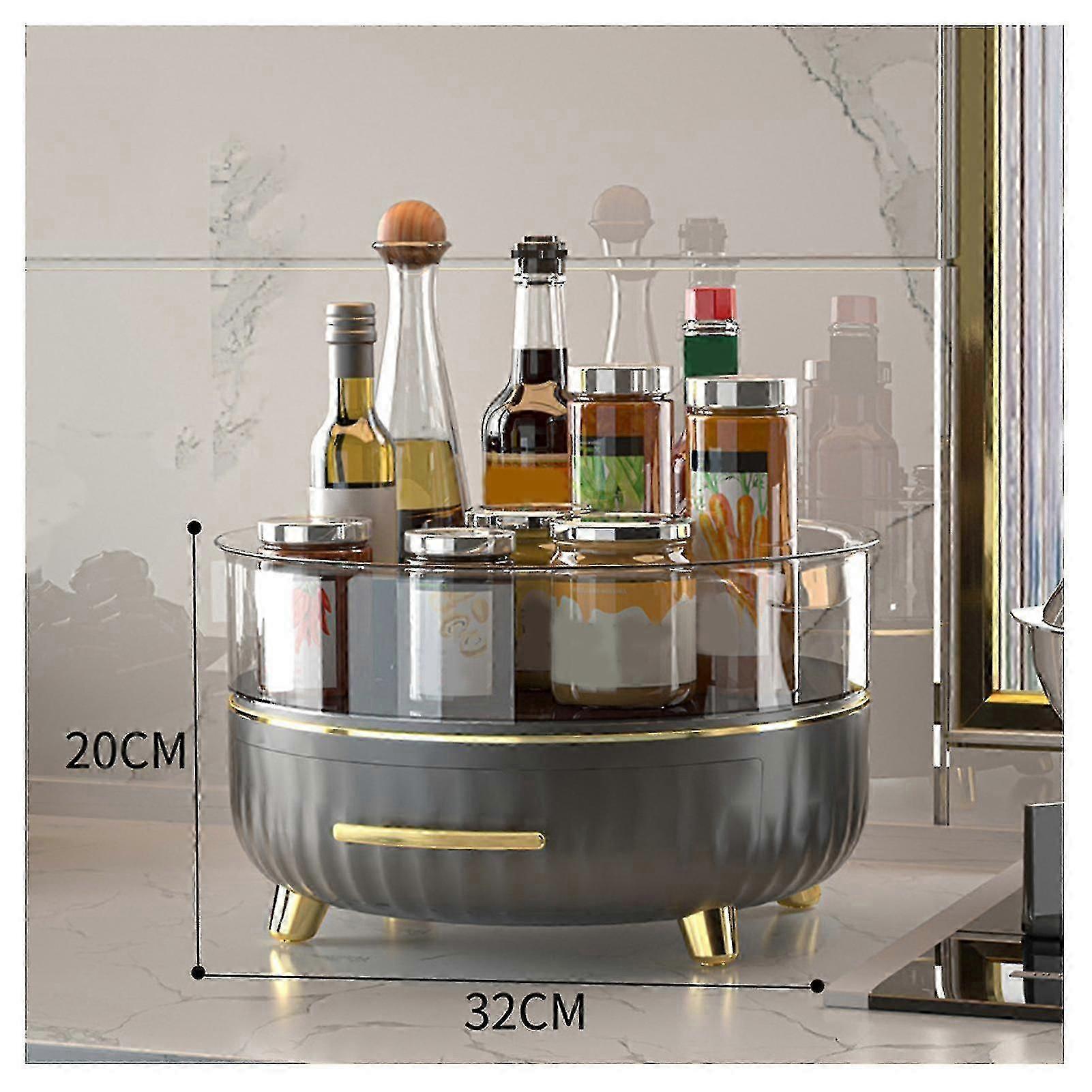Kitchen Storage Rack 360 Rotating Multipurpose Storage Capacity Rotating Storage Box Drawer Storag Lime Double Layer