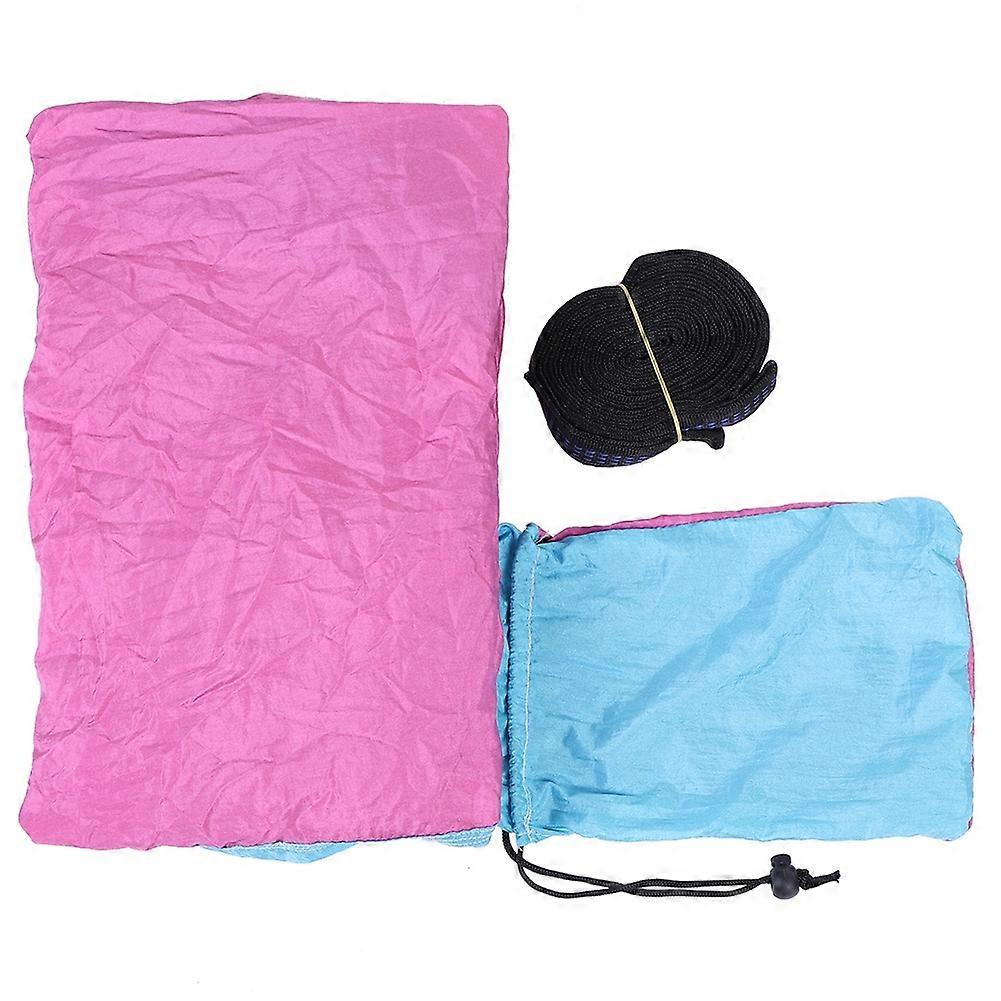 Portable Camping Travel Single Hammock Hanging Bed with Tree Strap ( Blue  Pink)