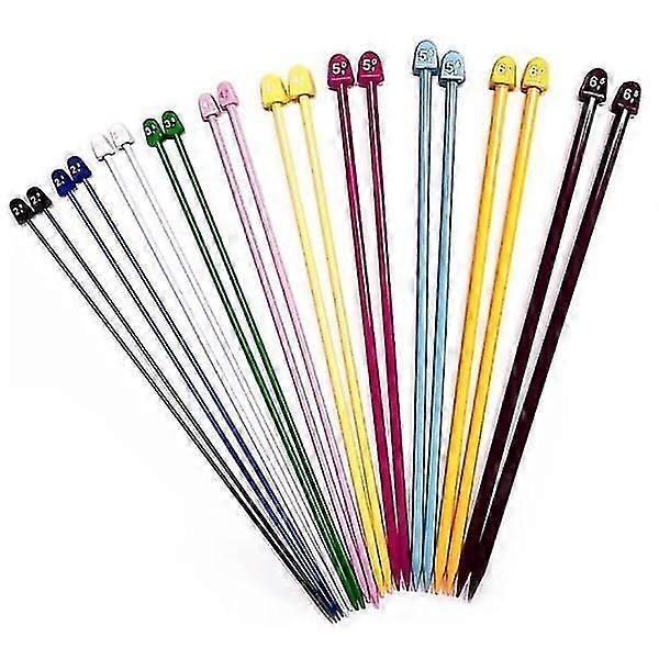 N017 - A set of 10 pairs of multi-color plastic jump stitches, colored acrylic stick needles, knitting tool knitting needles