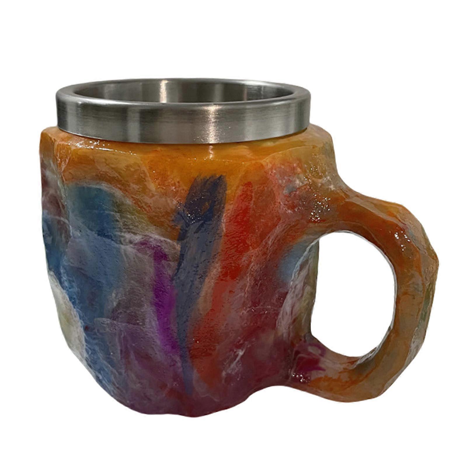 Simulation Crystal Mineral Coffee Mug Elegant Water Cup with Handle Translucent Resin Drinkware for Home or Office Use Red
