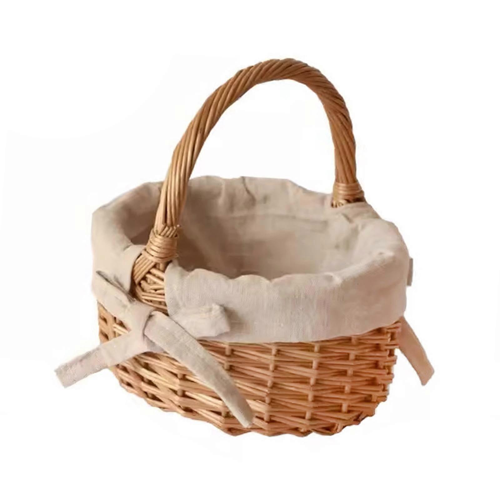 Small Wicker Basket for Picnic, Storage, and Photography Prop