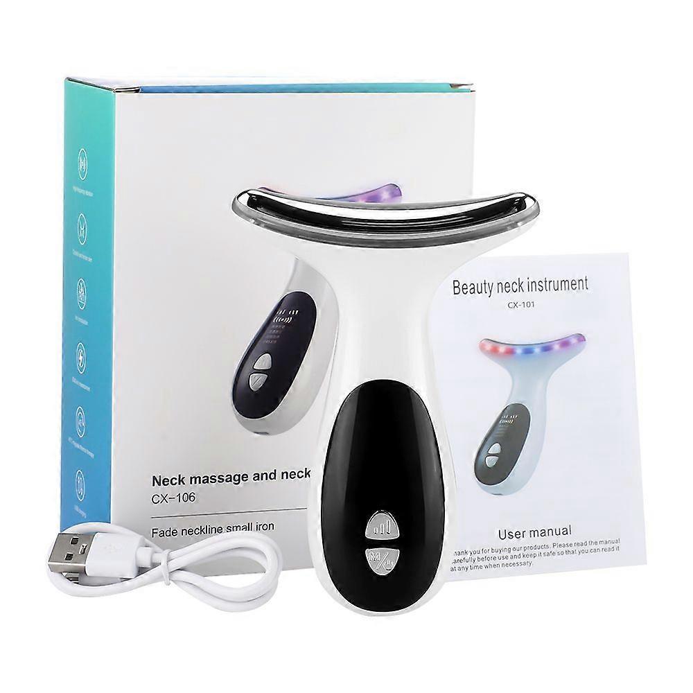 Face and Neck Lifting Device with Heated Microcurrent and LED Red Light Therapy, Vibrating Facial Massager, Double Chin Eliminator, Skin Rejuvenation