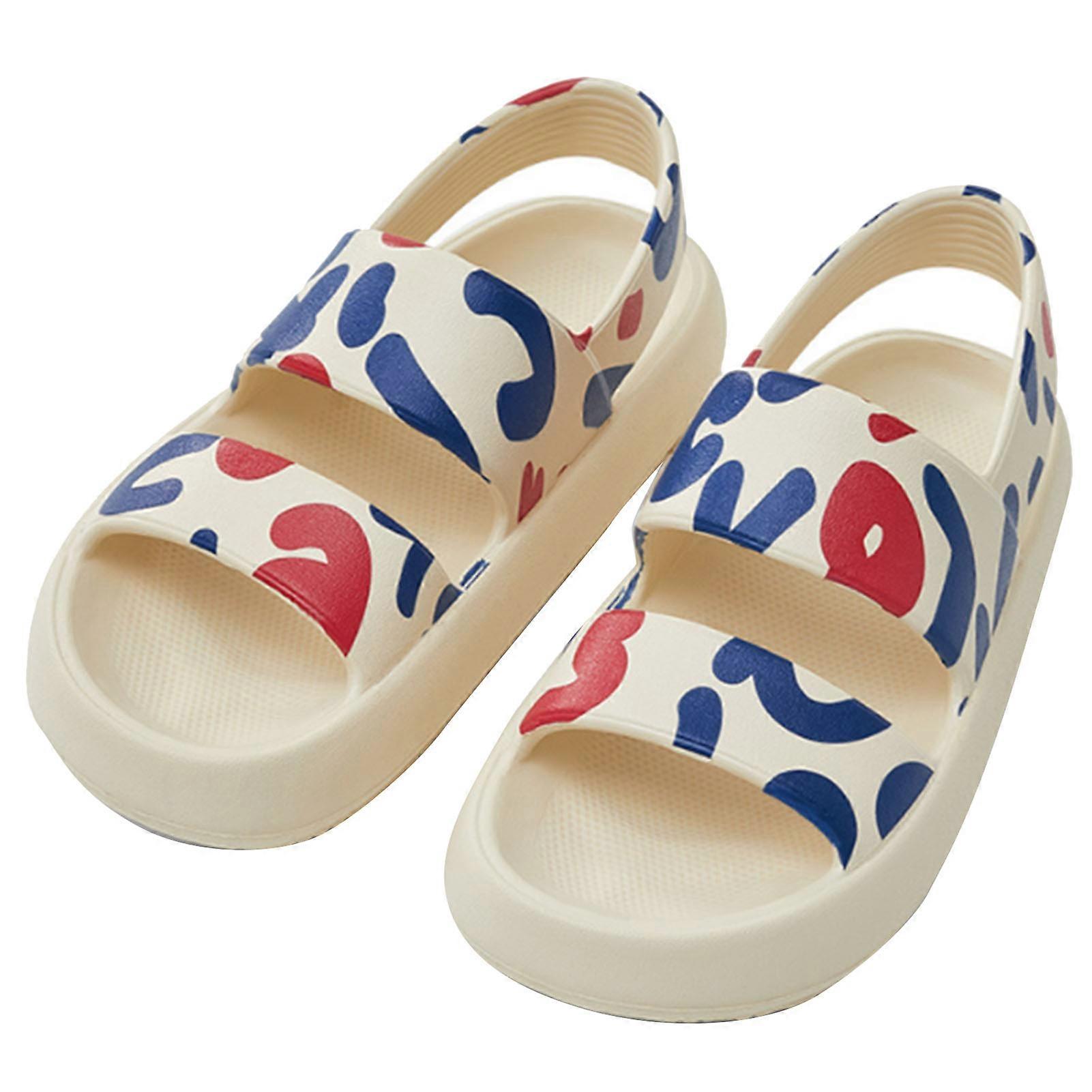 4cm Women Platform Sandals Soft Sole Height Increasing Prevent Slip Colorful Print Summer EVA Sandals