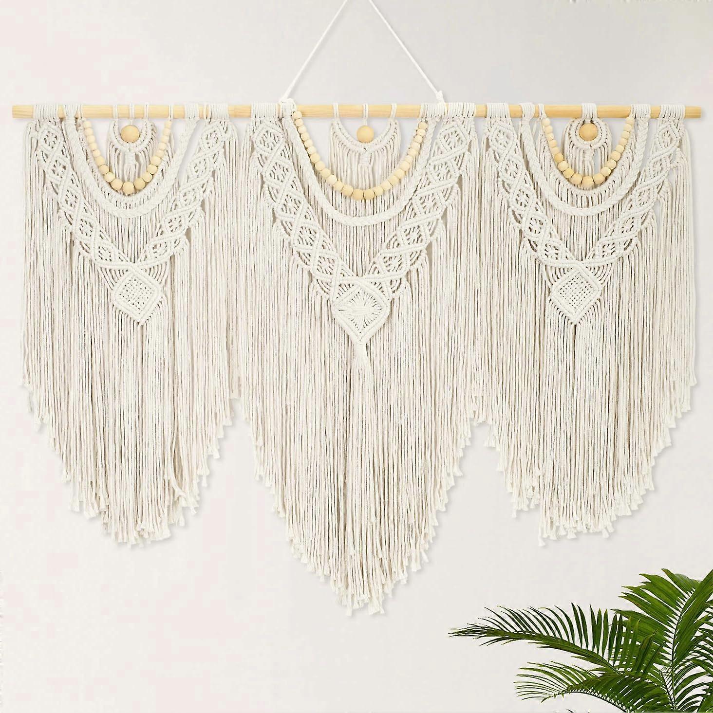 Großer handgewebter Boho-Makramee-Wandbehang aus Baumwolle für das Schlafzimmer