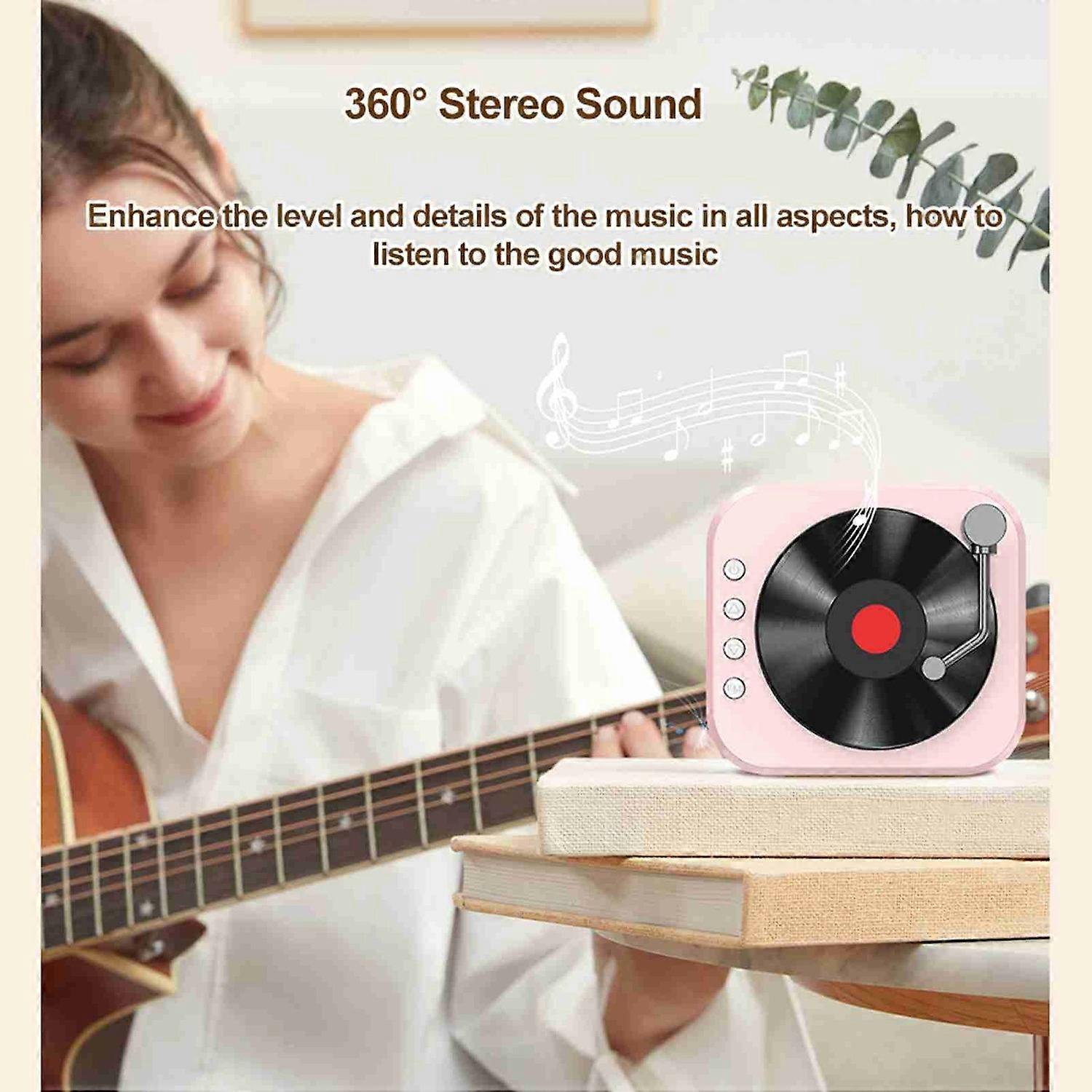 Portable Speaker 360° Stereo Sound Vintage CD Record Shape Wireless Bluetooth Speaker for Home Outdo