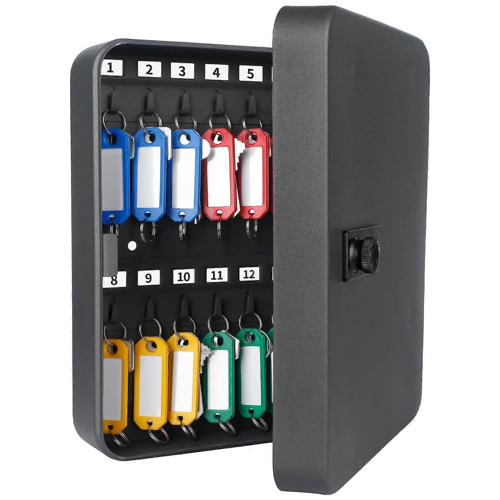 Locking Steel Cabinet with 28 Key Hooks, Durable Steel Security Lock Box for Wall Mountable Storage, Resettable Digital Code Entry for Enhanced