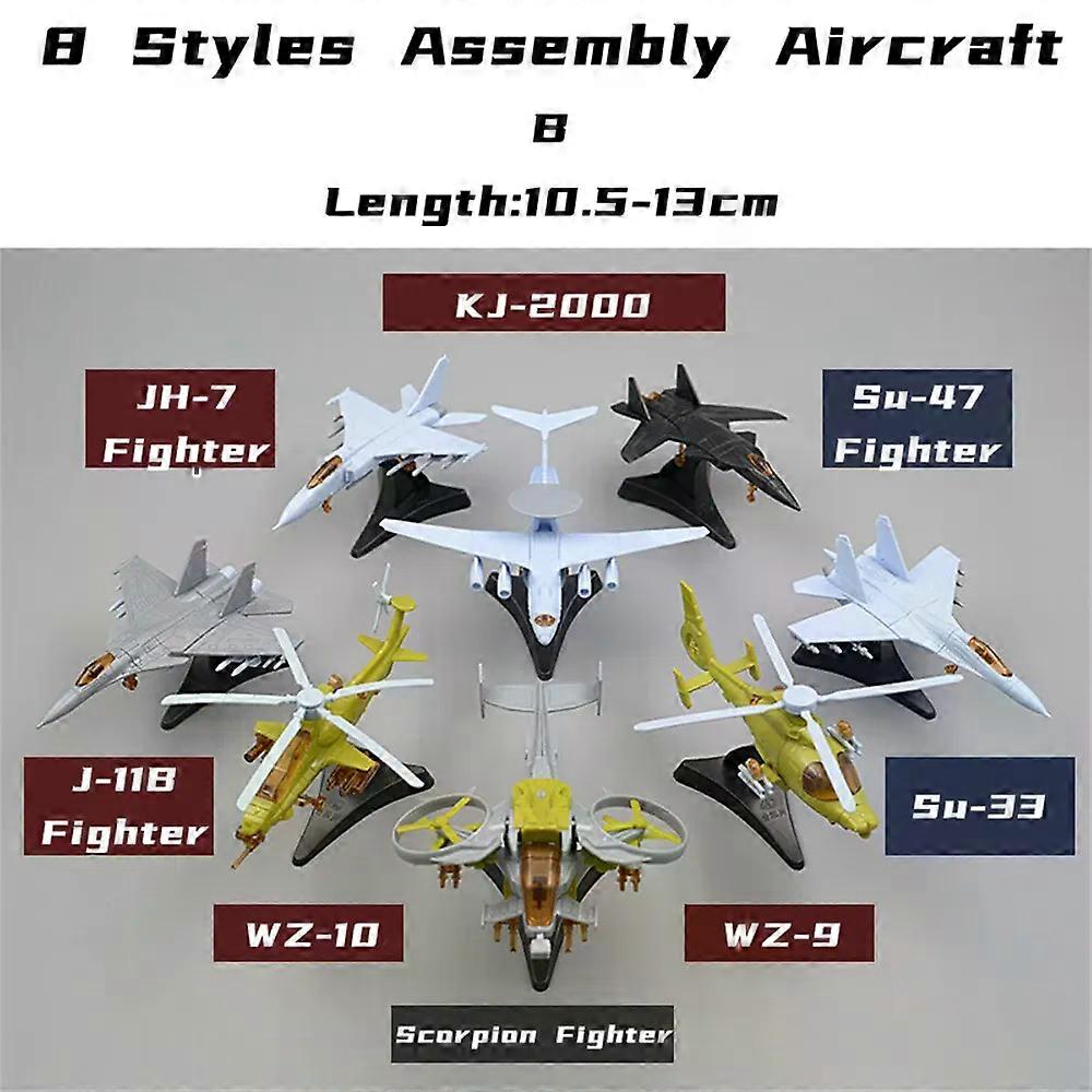 8 Styles Airplane Assembly Model JH-7 SU-33 J-11 SU-47 KJ-2000 WZ-9 SA-52B WZ-10 Fighter Military Ornament Mini Plastic Toy