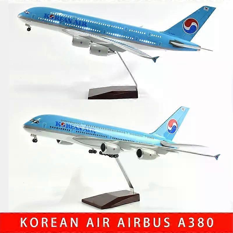46cm 1/160 Scale Diecast Resin A380 Air Bus Passenger Aircraft Australia Airplane Model South Korea Airways With Cabin Lights