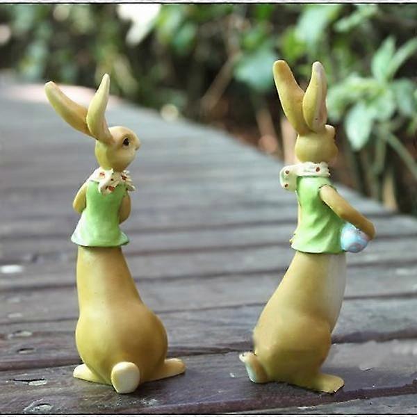 2pcs Playing Ball Rabbit Rurality Style Resin Model
