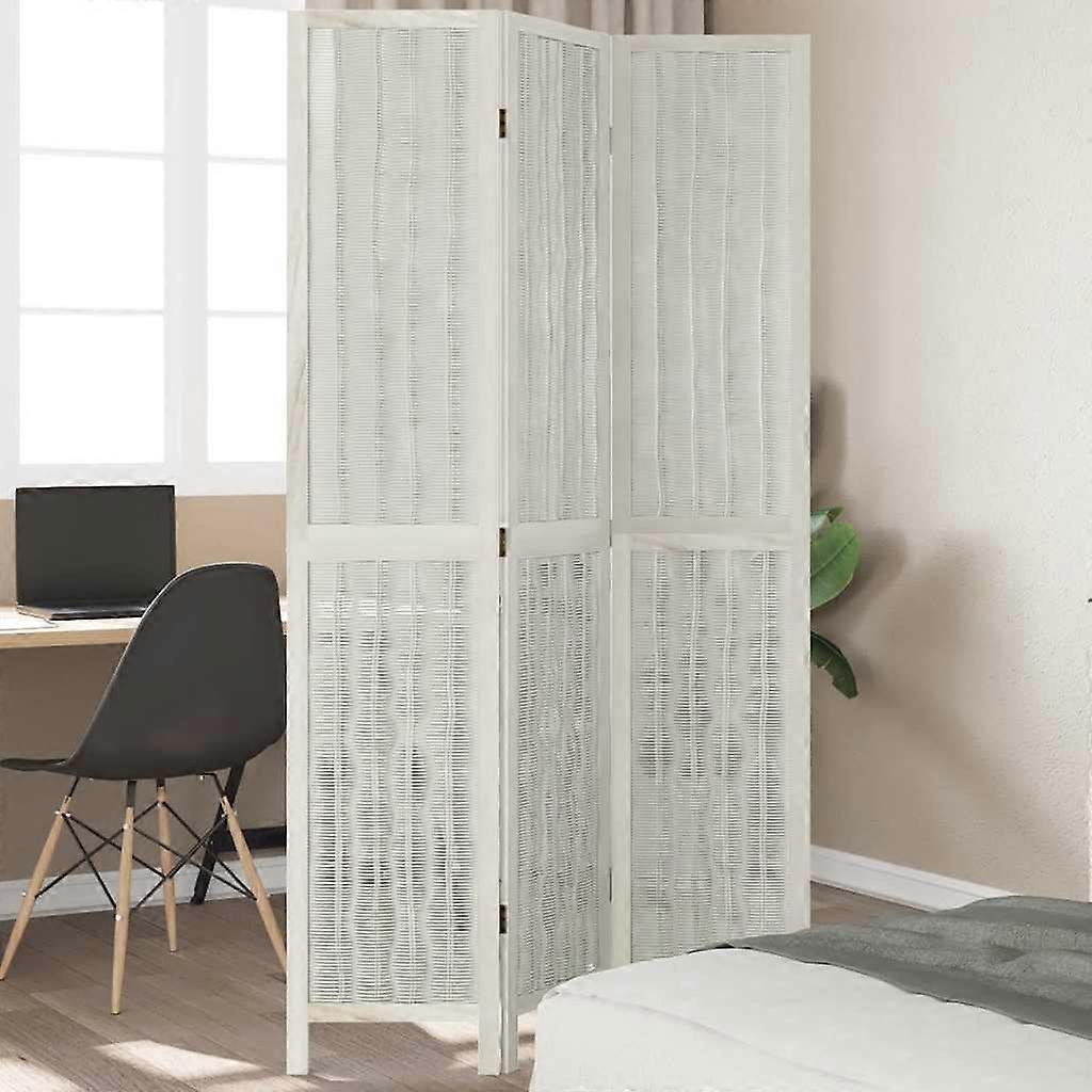 3 pcs. Room divider white solid wood Paulownia