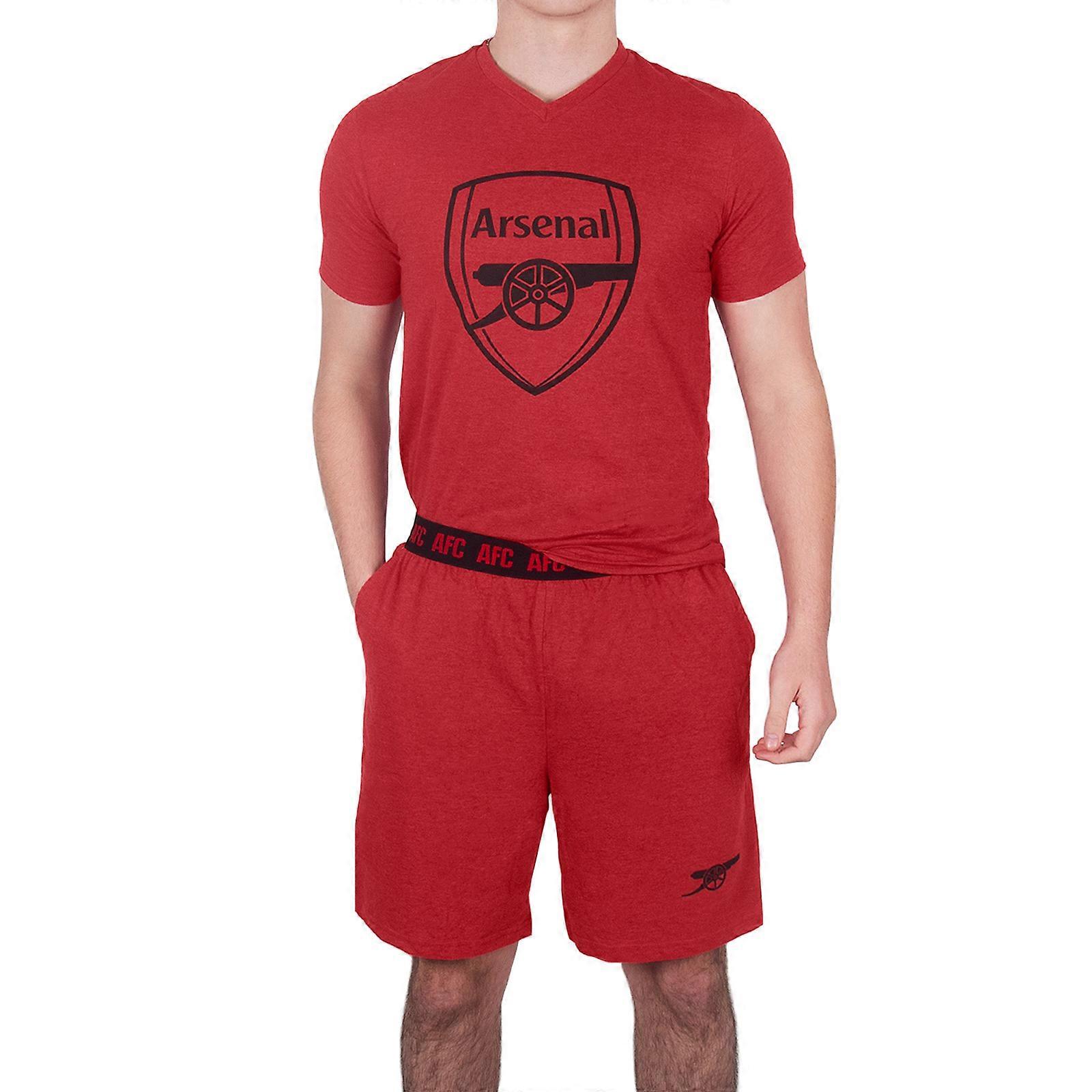 Arsenal FC Mens Pyjamas Short Loungewear OFFICIAL Football Gift Red Marl Large