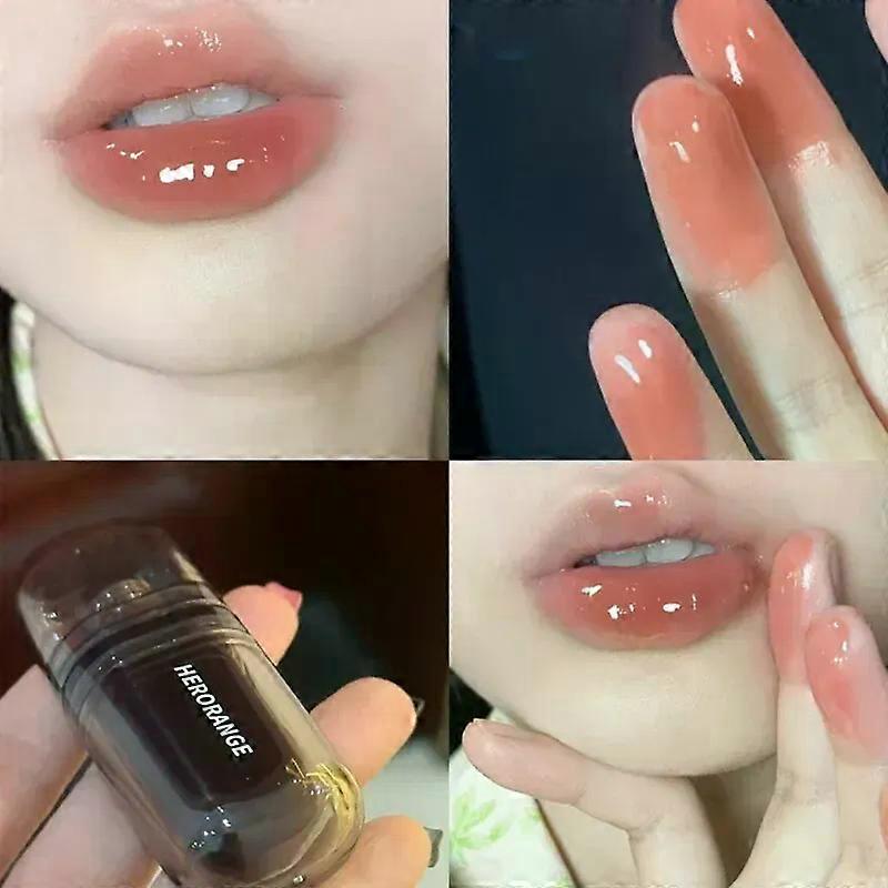 HERORANGEHR564 تغليف الجليد ليلة مرآة الشفاه الصقيل ترطيب وترطيب فيلم الشفاه تشكيل بسرعة