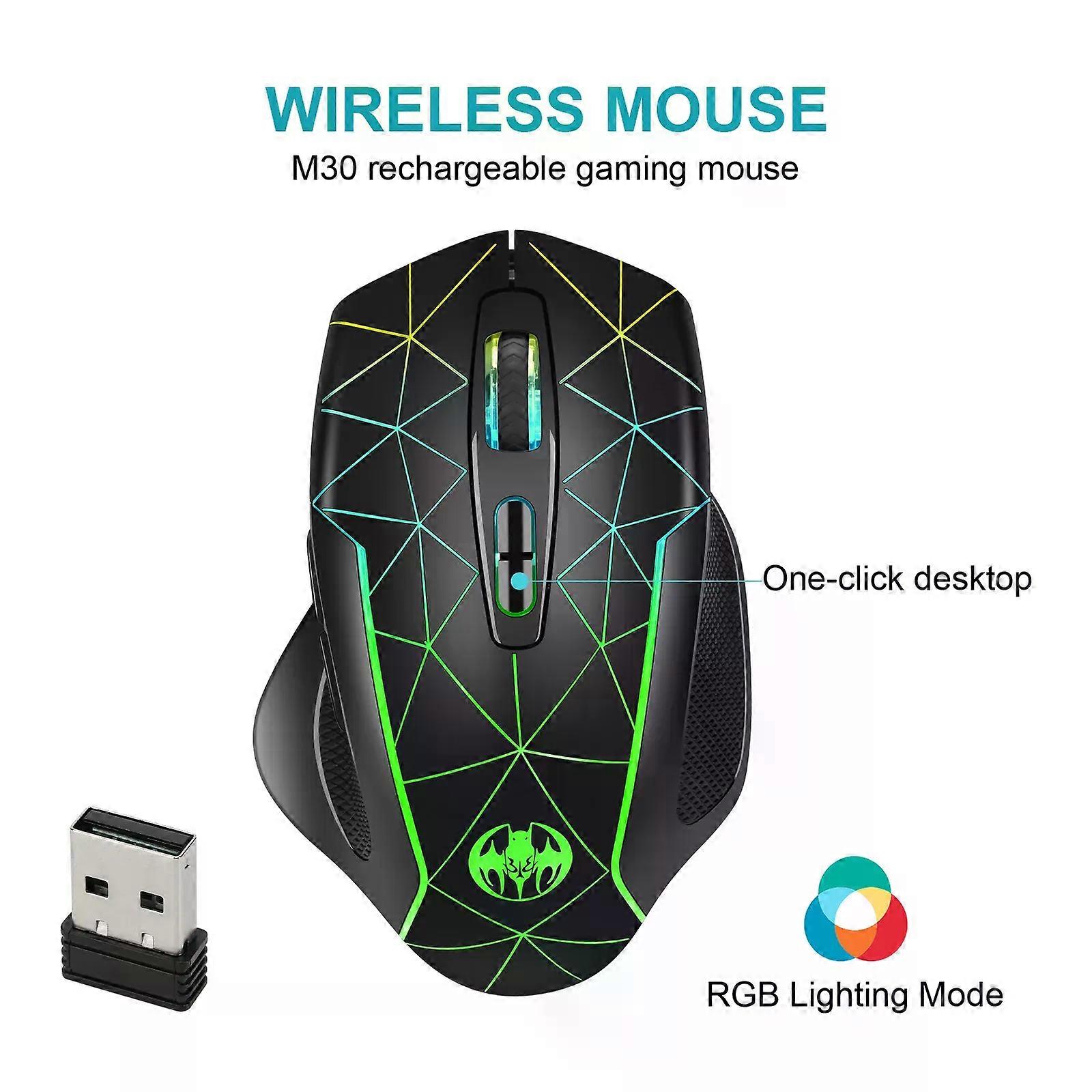 Wireless Mouse Rechargeable Gamer PC Mice Ergonomic 400mAh with 1600DPI Gaming Mice for Office Laptop with Windows Mac