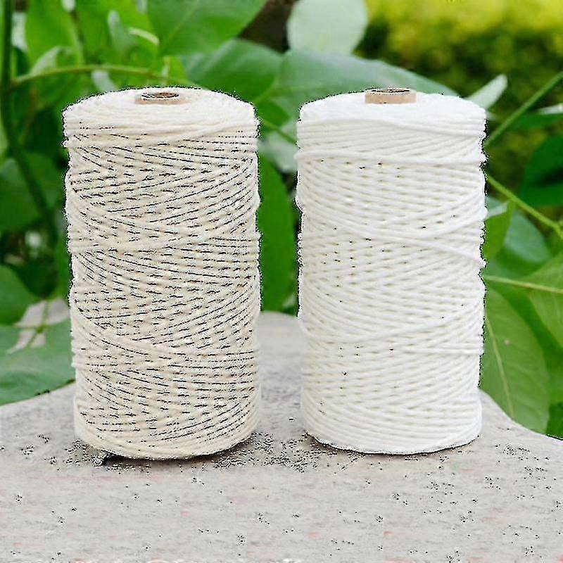 Cotton Macrame Cord for Crafts & Home Decor, Natural Beige/White Twisted String 3mm x 200m