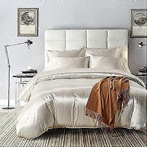 3 Piece Satin Silk Duvet Cover Set Luxury Super Soft Microfiber Bedding Collection Queen Size