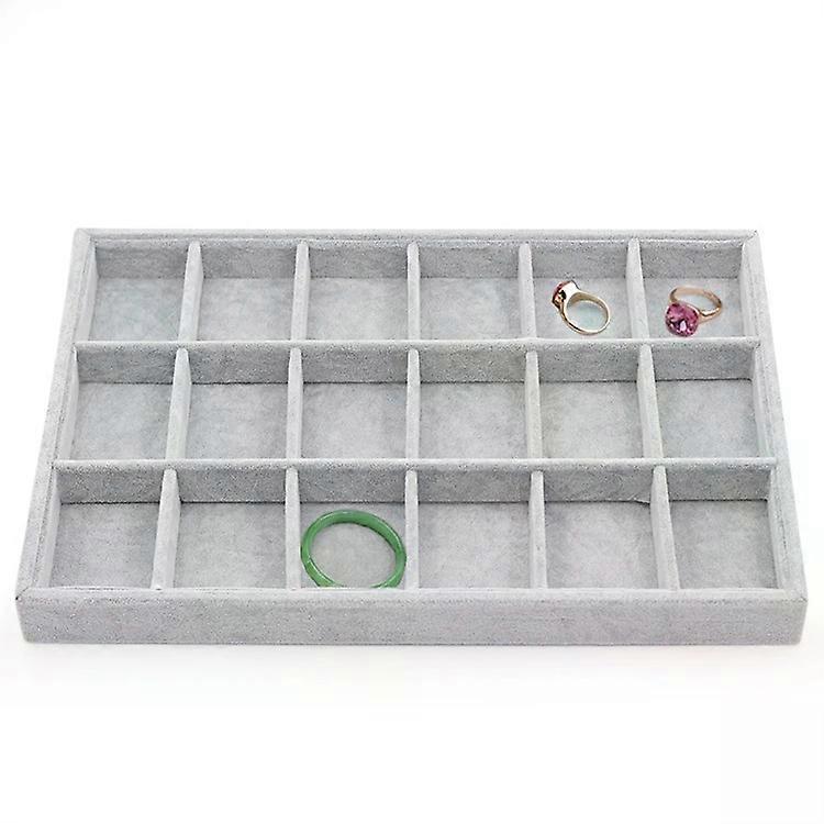 Jewelry Display Rack-18 Grids Flannelette Storage Tray by