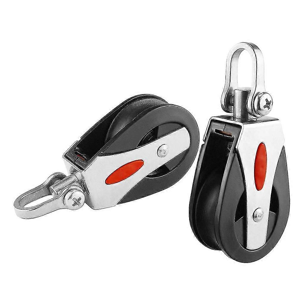 2Pieces 41mm 1500Lbs Load Sheave Block Universal Head Single Bearing Pulley