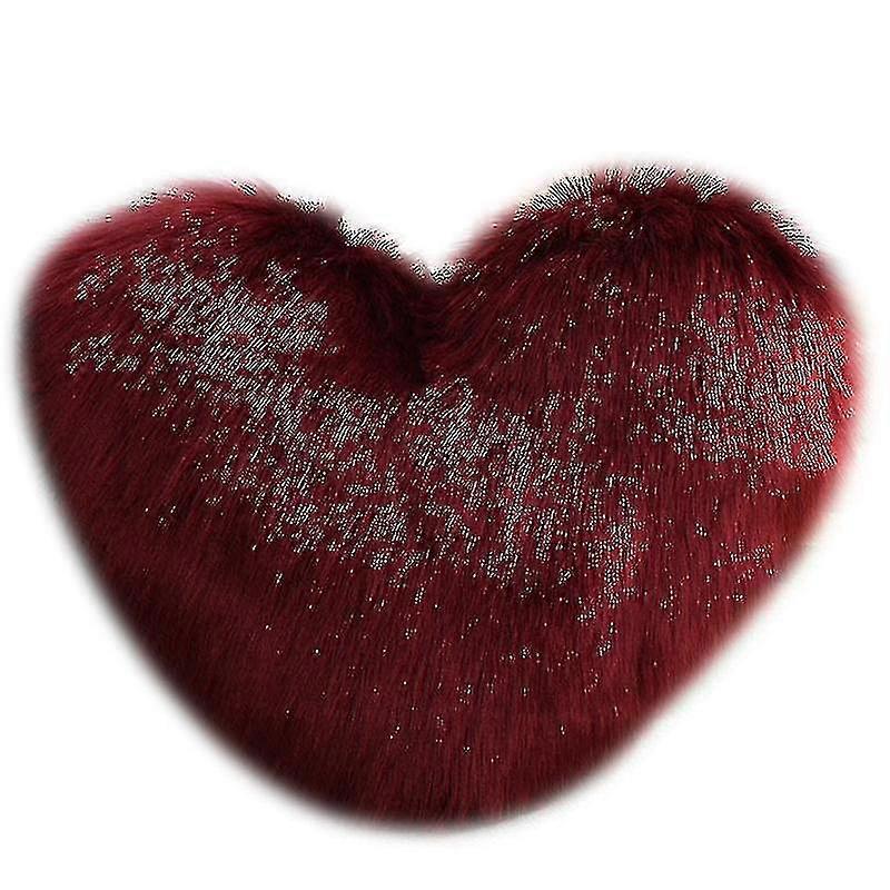 Coussin coeur en fausse fourrure décoratif pour chambre et canapé 15,7 x 19,7 poucesInsert d’oreiller non inclus