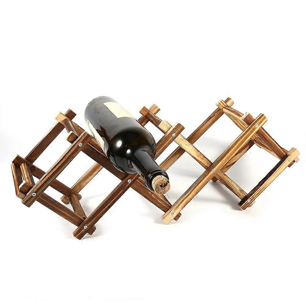 Foldable Wooden Wine Rack Countertop Bottle Holder for 5 Bottles Vintage Home Bar Display Organizer
