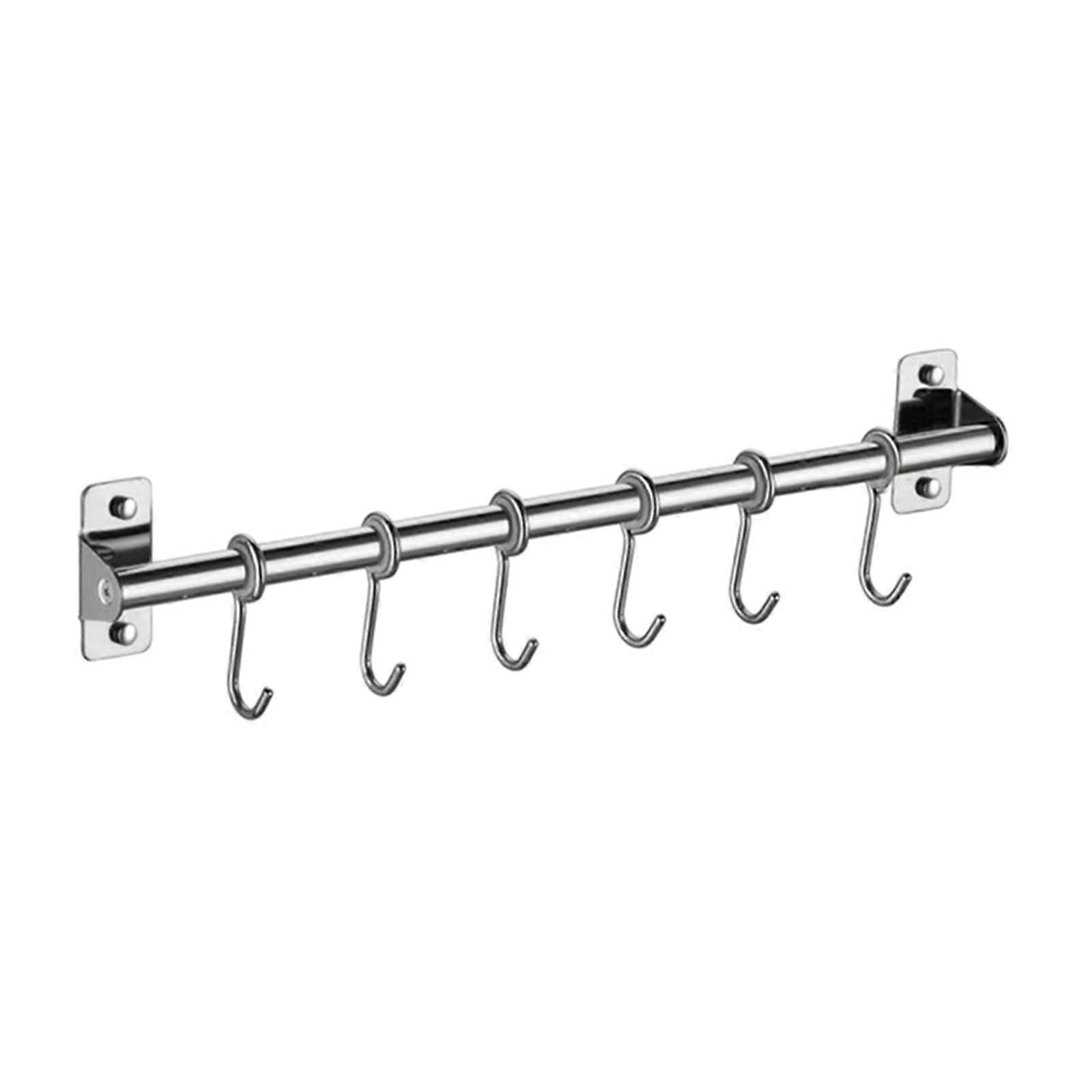 yaoqijie Wall Mounted Utensil Rack Stainless Steel Hanging Kitchen Rail 6/8/10 with Removable Hooks Hanger Organizer Lasting (Color : 1)