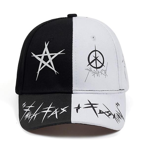Bomull Baseball Cap Herrhatt Svart Vit Golf Cap Hatt