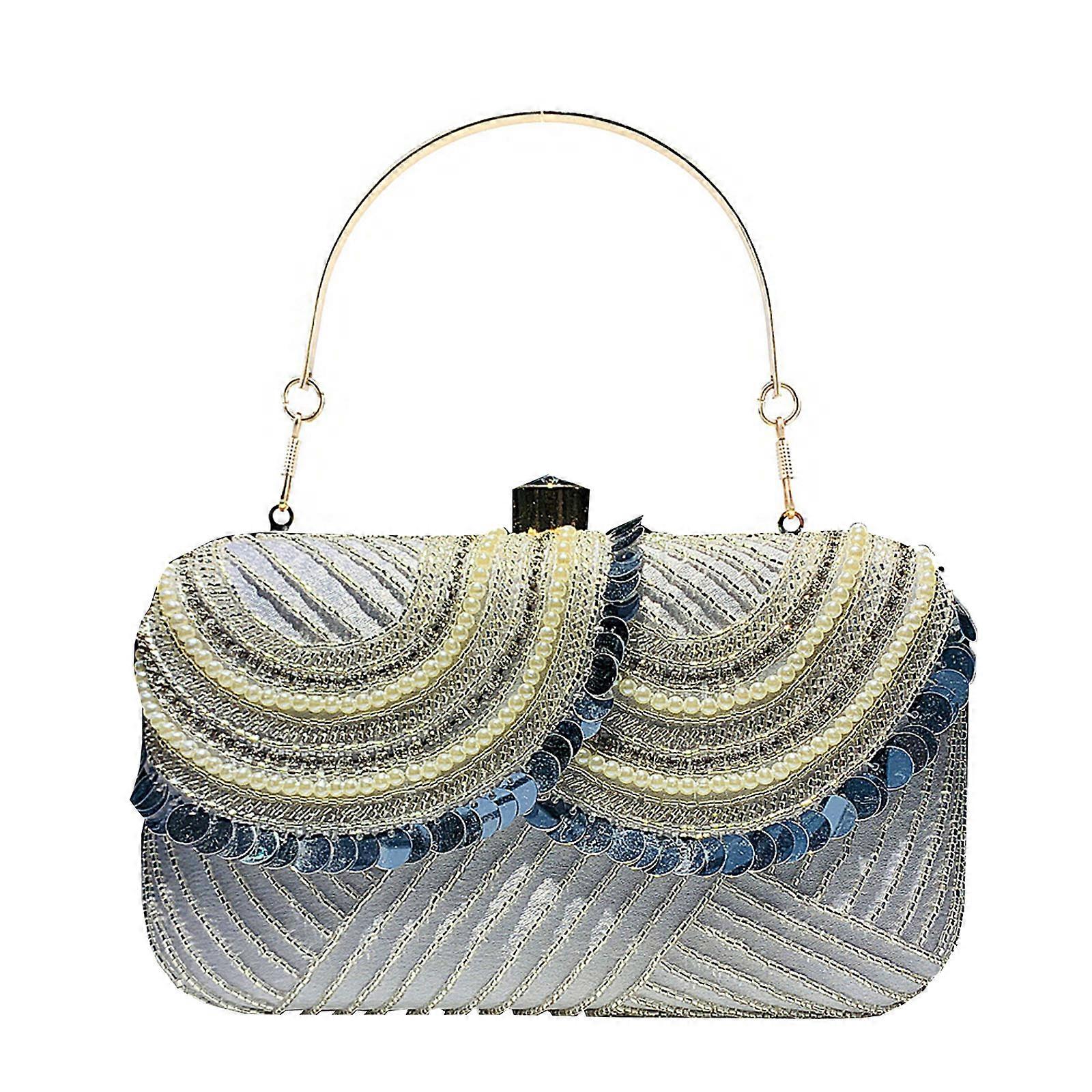 Pochette da sera per le donne Patchwork Wedding Clutch Borsa a tracolla a catena Borsa a tracolla Piccola borsa per feste Borsa a tracolla argento