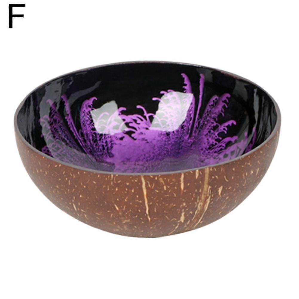 Ink splash purple (F)$Entrance key storage tray coconut shell bowl printed painted coconut bowl home decoration storage salad bowl