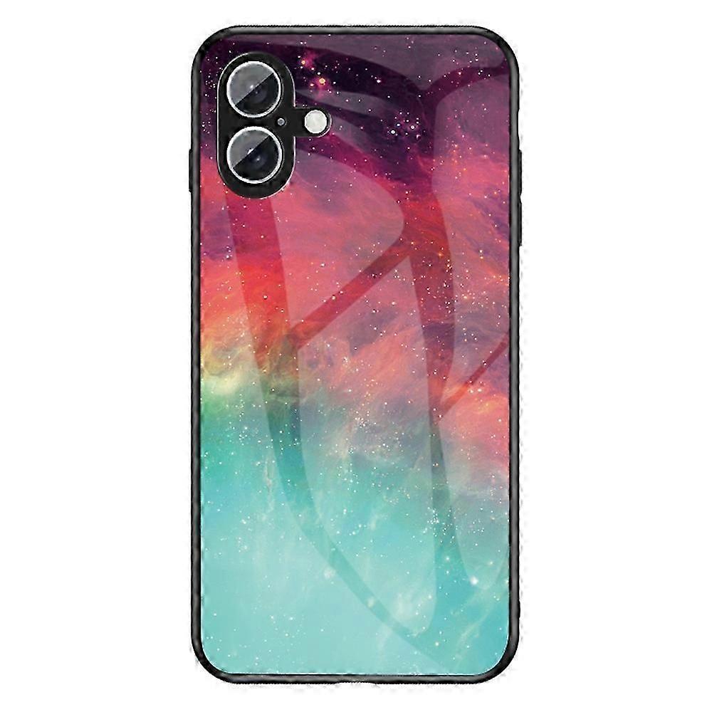 For iPhone 16 Case Starry Sky Pattern Tempered Glass Phone Cover