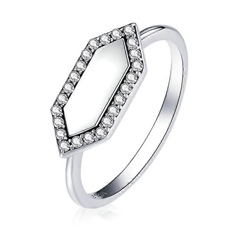 S925 Sterling Silver Shining Geometry Women Ring, Size:6