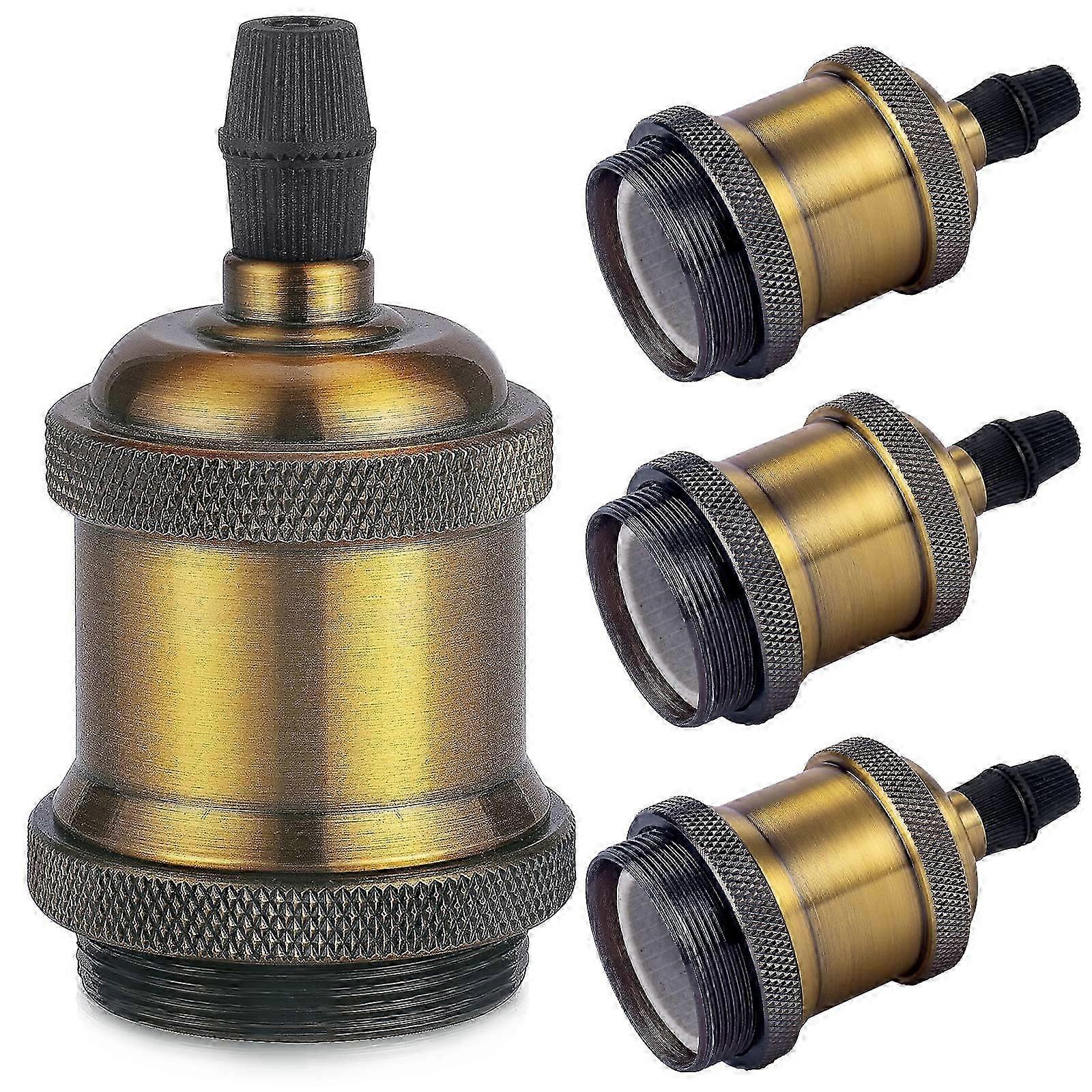 Vintage E27 lamp socket-Edison retro pendant lamp-Solid ceramic adapter-4 Pieces vintage brass socket