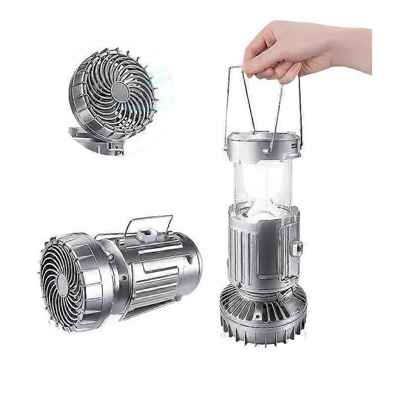 Portable Camping Lantern with Fan – Solar Powered, LED Light, Rechargeable & Hanging Tent Lamp