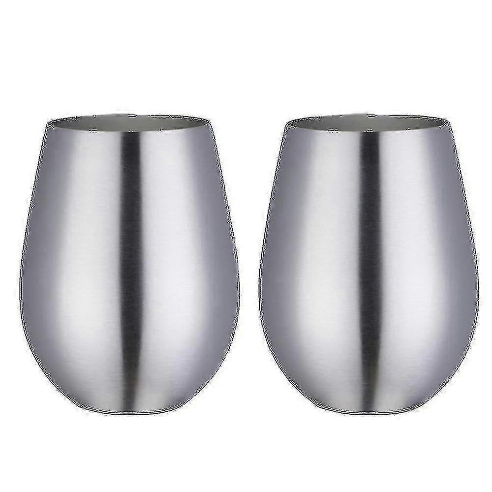 2 stk. vinglass i rustfritt stål uten stilk for reiser
