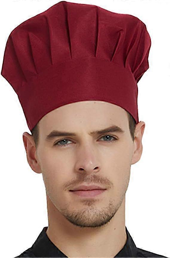Unisex Chef Hat with Elastic Band Kitchen Hats Bakers Caps Comfortable Durable Soft Cooking Cap for Men Women