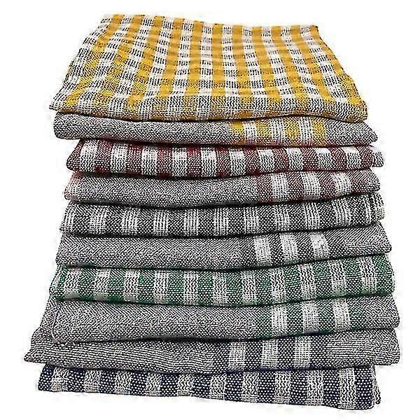 10x Torchons de cuisine en coton - Style vintage multicolore