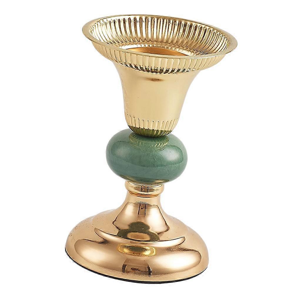 Tea Light Candle Long Stand Candlestick Green Ceramic Candelabrum