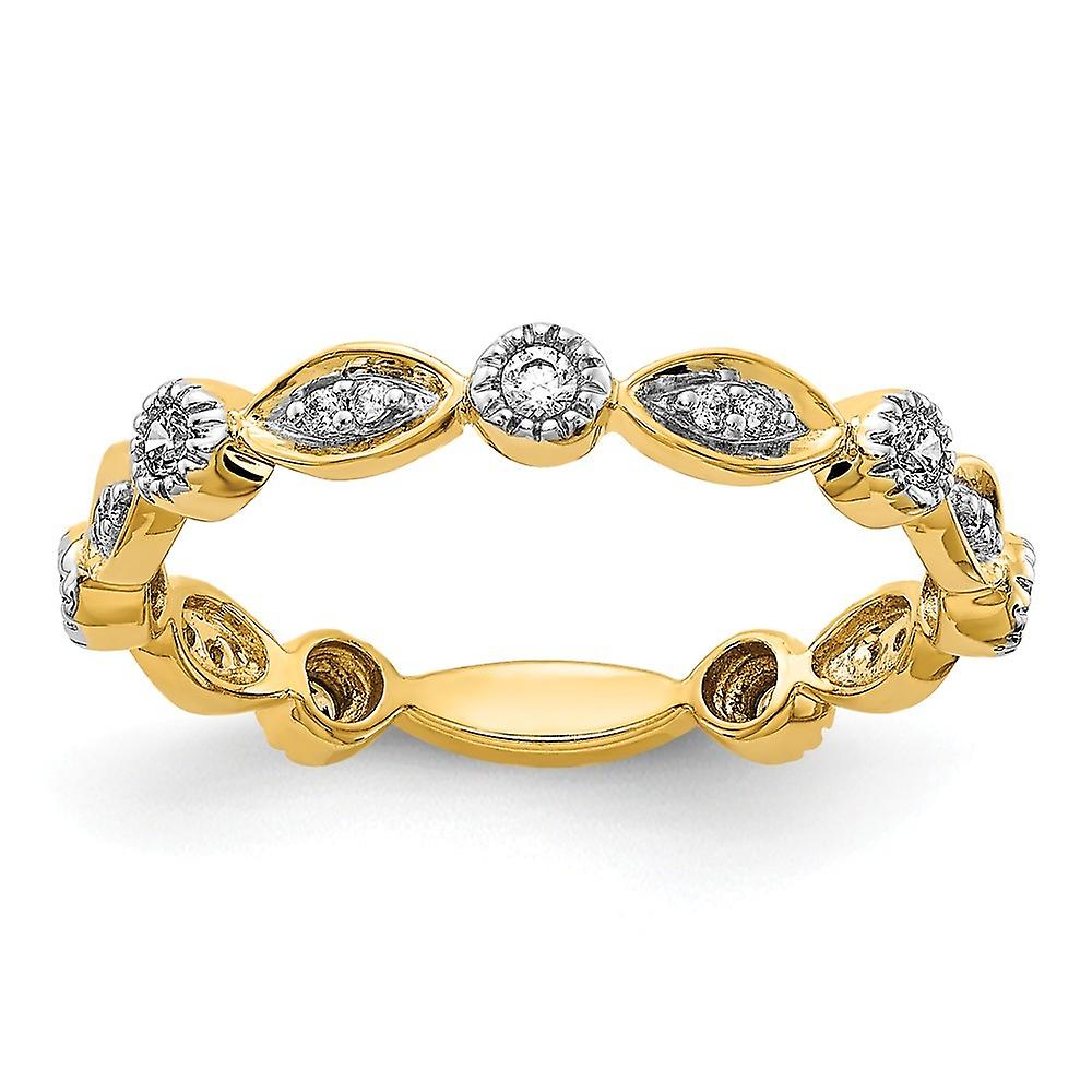 14k Solid Yellow Gold Diamond Ring Size 7-Ring for Women - .20 dwt