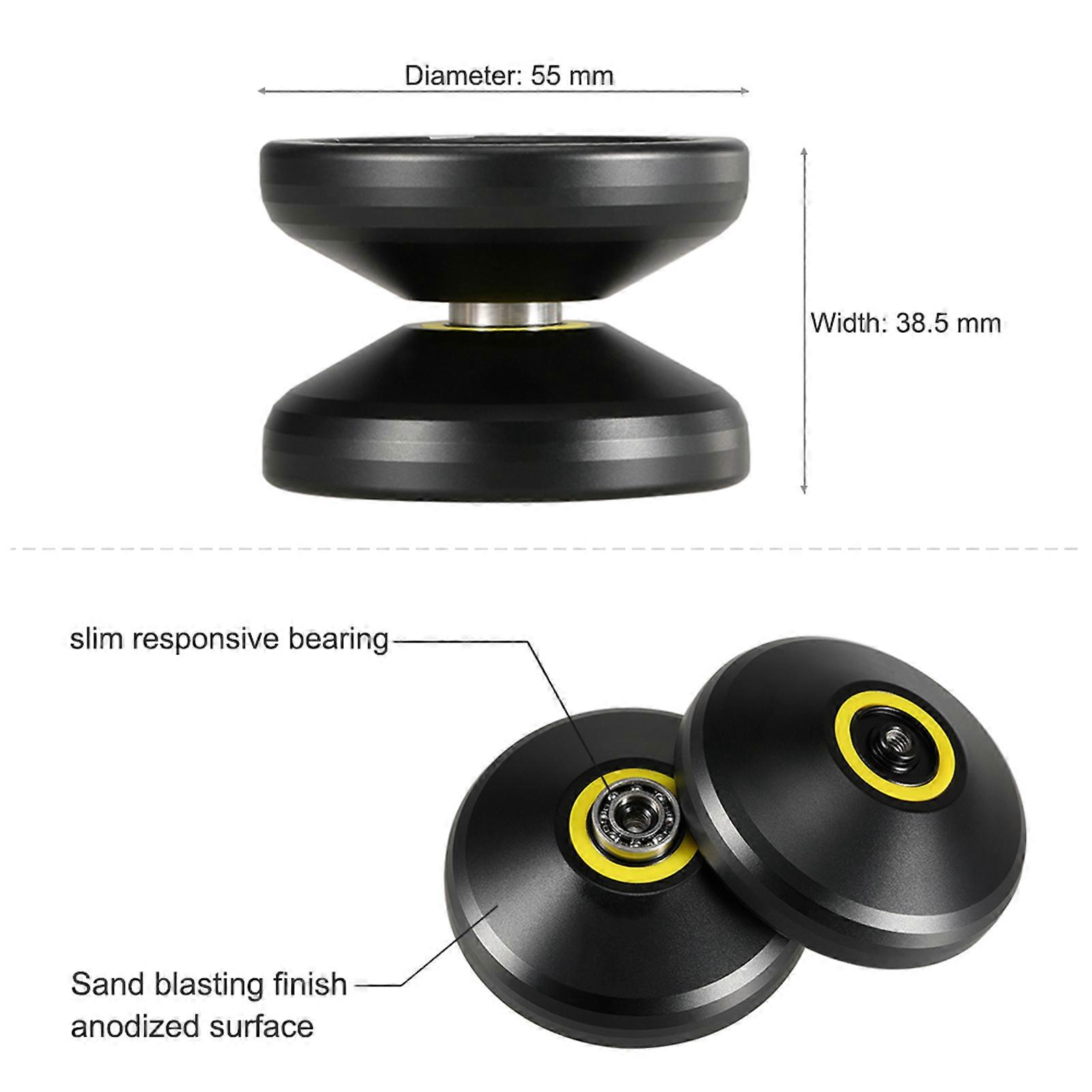 Magic Yoyo V3 Responsive High-speed Aluminum Alloy Yo-yo CNC Lathe with Spinning String for Boys Girls Children Kids Black