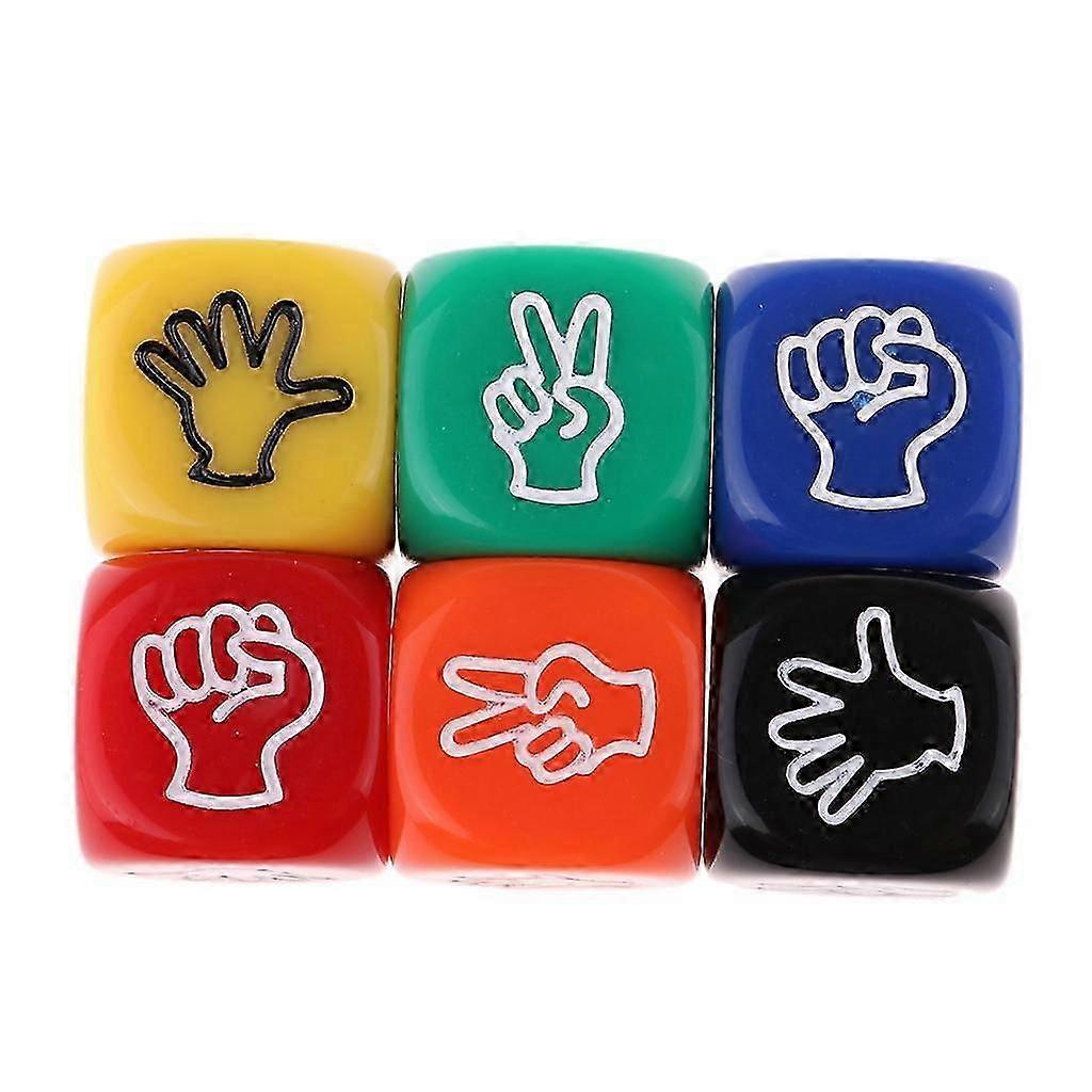 6Pcs Six Sided Rock Paper Scissors Dice Board Game for Party Games Supplies