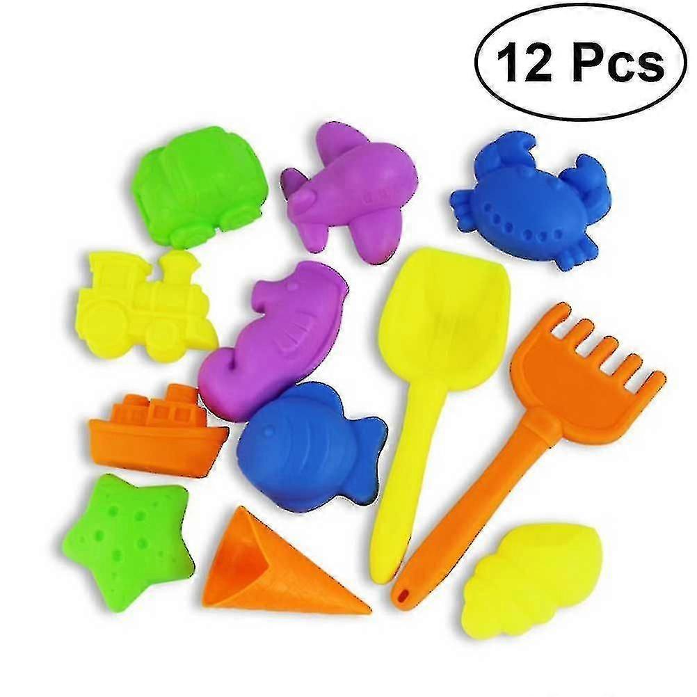 12pcs Castle Sand Tools Beach Set Multicolor Creative Sand Mold Kits With C