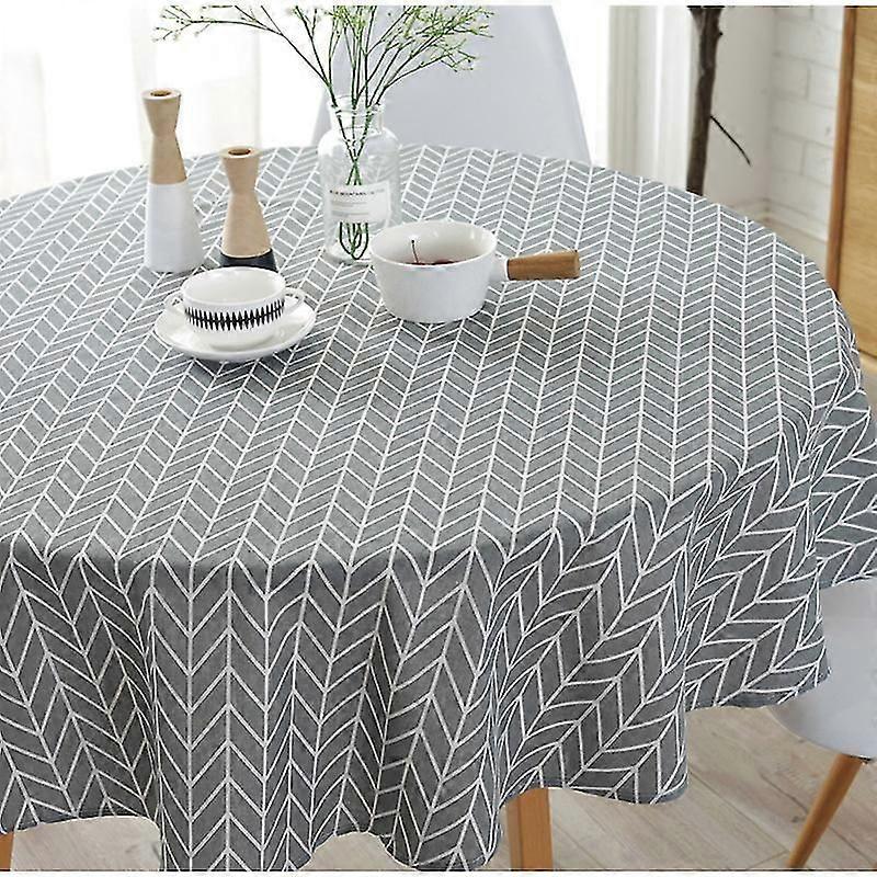 59-inch 150cm Diameter Polyester-cotton Round Tablecloth, Available In Three Styles