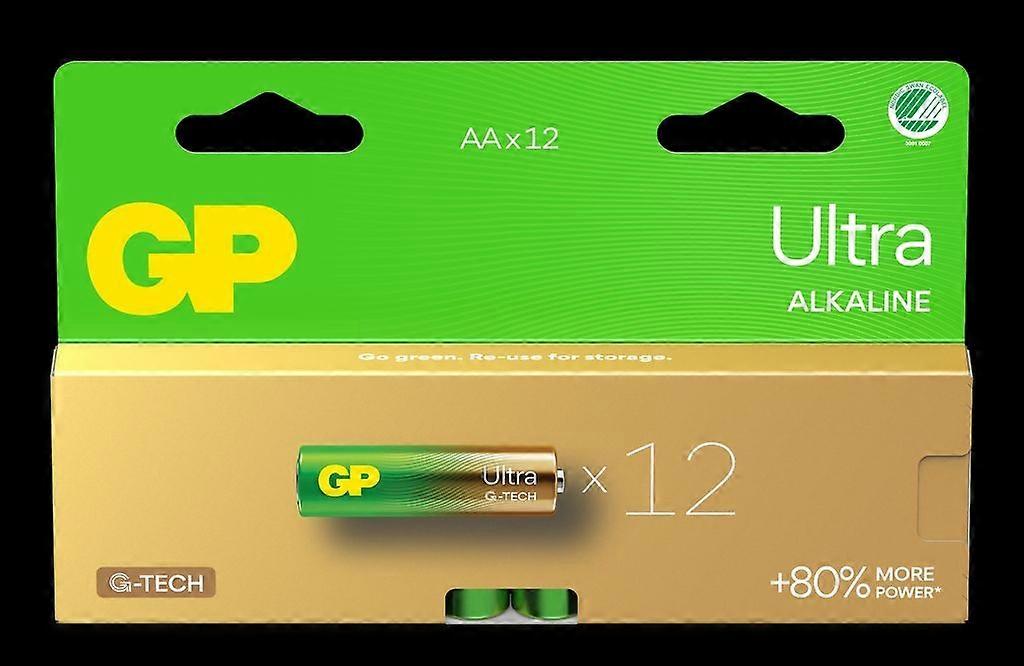 GP Ultra Alkaline AA Battery, 15AU/LR6, 12-pack